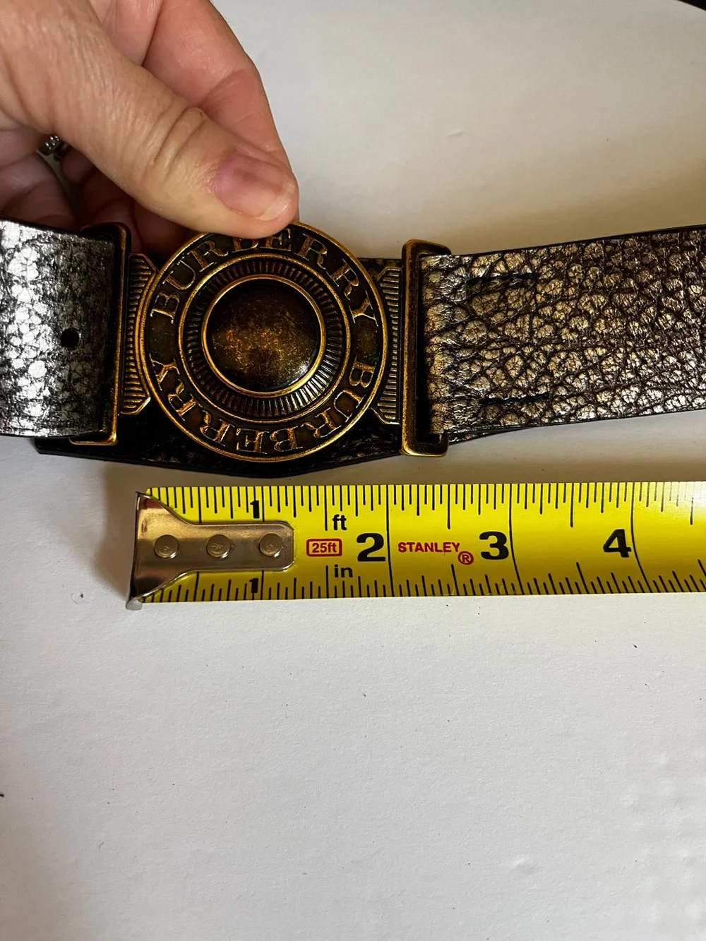 RARE Burberry Prorsum Leather and Brass Logo Toggle Buckle Belt